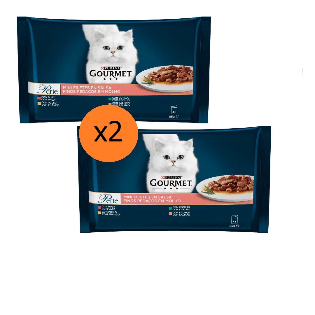 PACK of 2 - MINI steaks in GOURMET sauce for purine cats (2X340G)