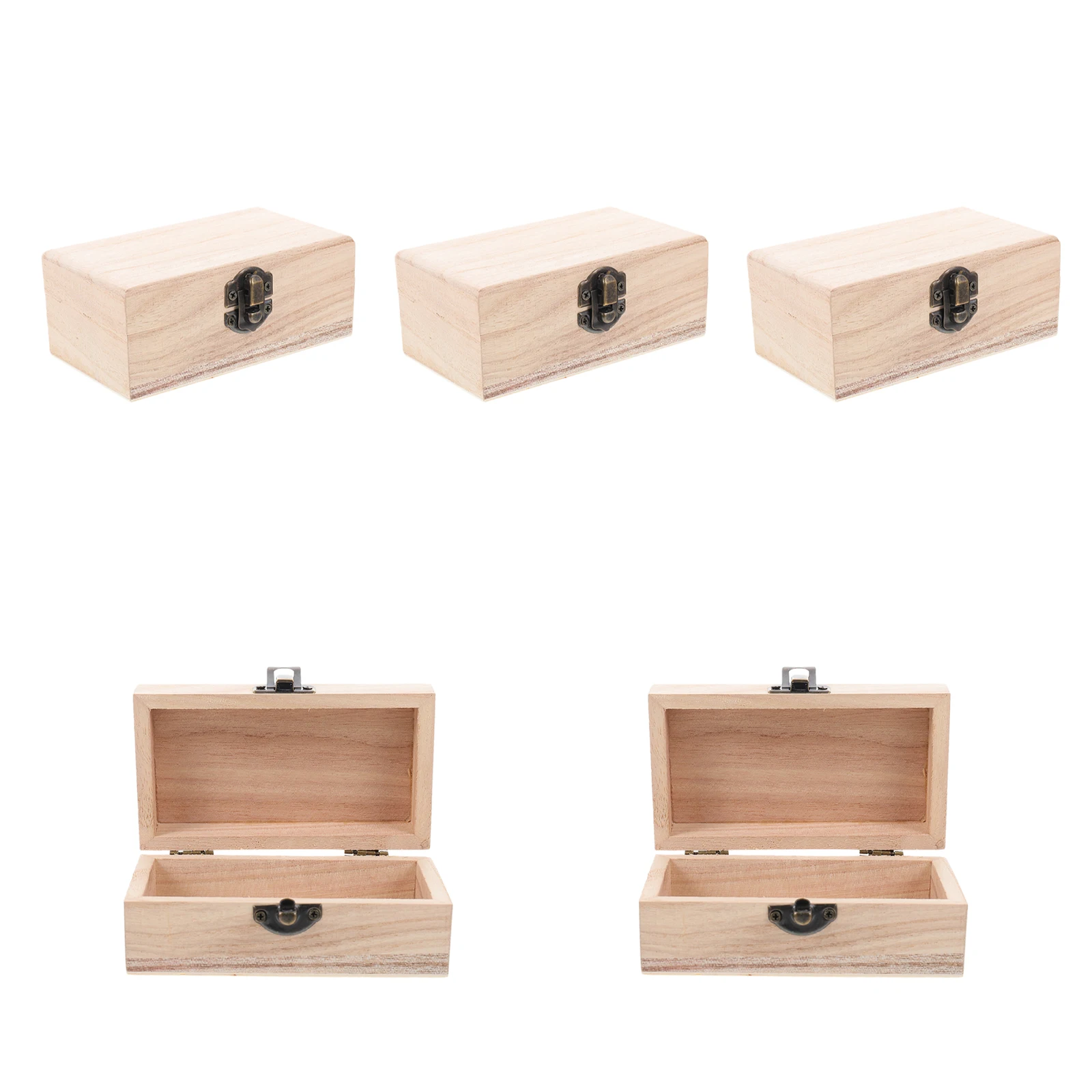 

5Pcs Painted Wood Box Rectangle Jewelry Storage Case Organizer for DIY Craft Sundries Desktop Decor Rectangle Wood Box