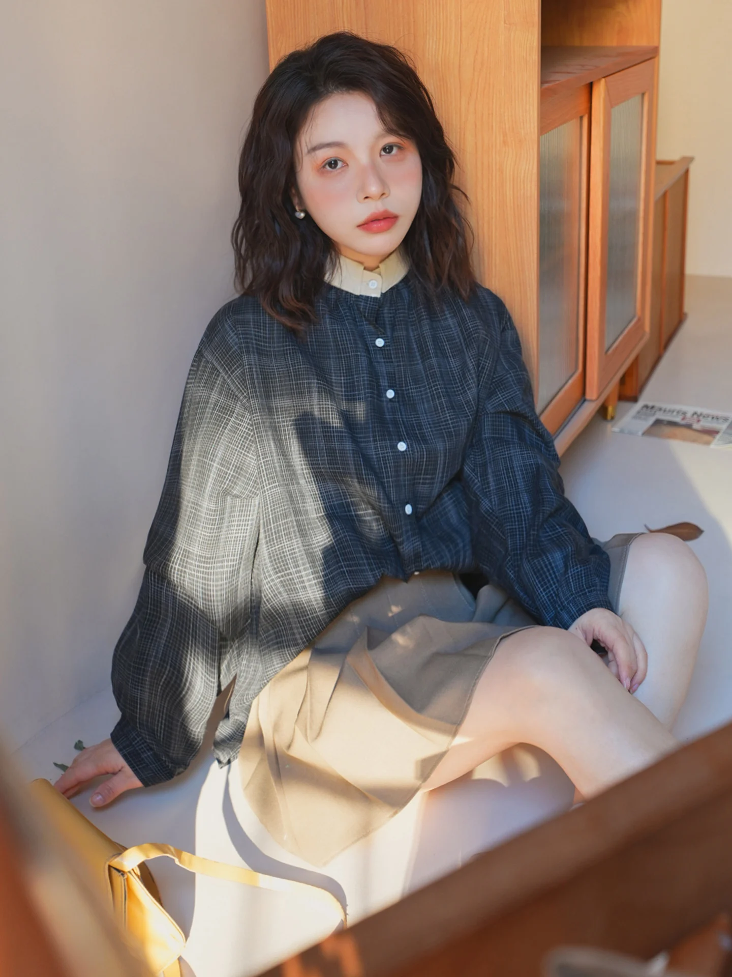 

Casual Loose Women's Long Sleeve Shirt Plaid Design Autumn New Style Versatile Slimming Casual Shirt Korean Style Cotton Poly...