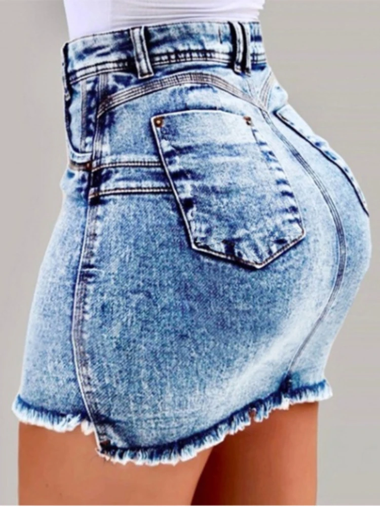 

2024 New Women's Denim Shorts Summer Lady Clothing High Waist Denim Shorts Women Fringe Frayed Ripped Jeans Shorts with Pockets