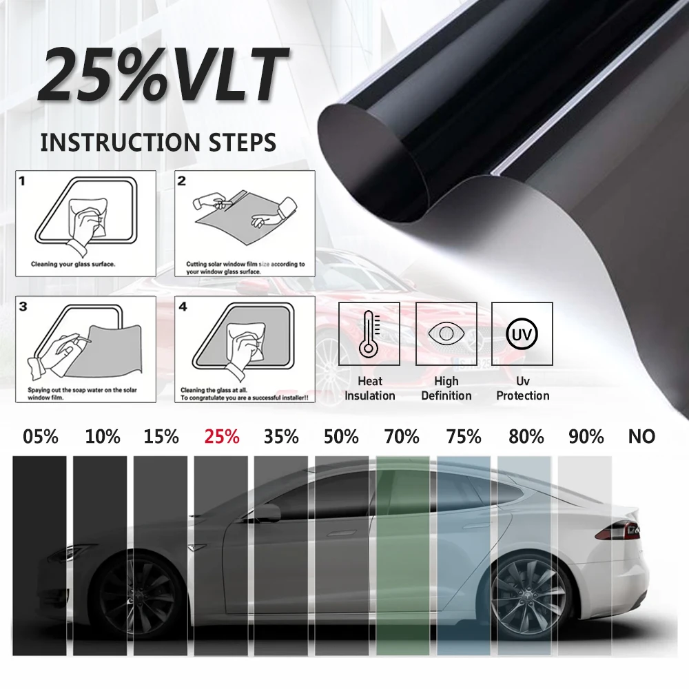 

VLT25% Width 50cm HIR100% Heat Resistant Privacy Protection Nano Ceramic Window Solar Film Tint Film For Car