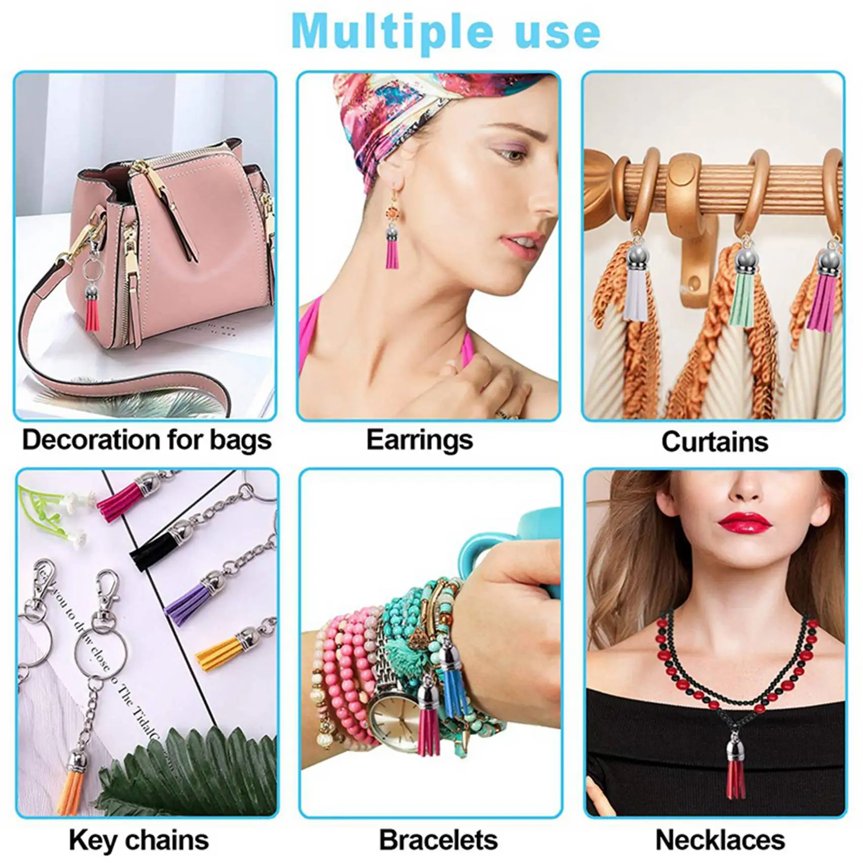 A19F-360Pcs المفاتيح شرابات عدة الجلود شرابة السحر و الانتقال خواتم لصنع المجوهرات المفاتيح والأساور والحرف اليدوية