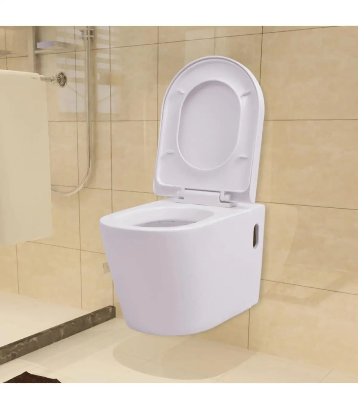 White ceramic wall mount toilet bathrooms