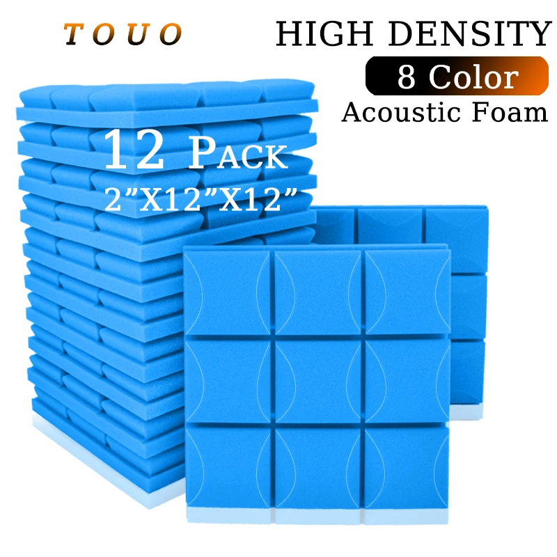 

TOUO Soundproofing Foam Wedge Tiles 12 Pack Sound Foam Insulation For Studio Recording Sound Absorption Acoustic Panel