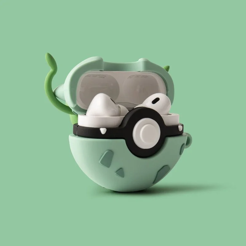 حافظة بوكيمون لأجهزة Apple AirPods 1 2 3 Airpod Pro ثلاثية الأبعاد Bulbasaur مفتاح سلسلة سماعة لاسلكية سماعة رأس بخاصية البلوتوث حافظة غطاء سيليكون