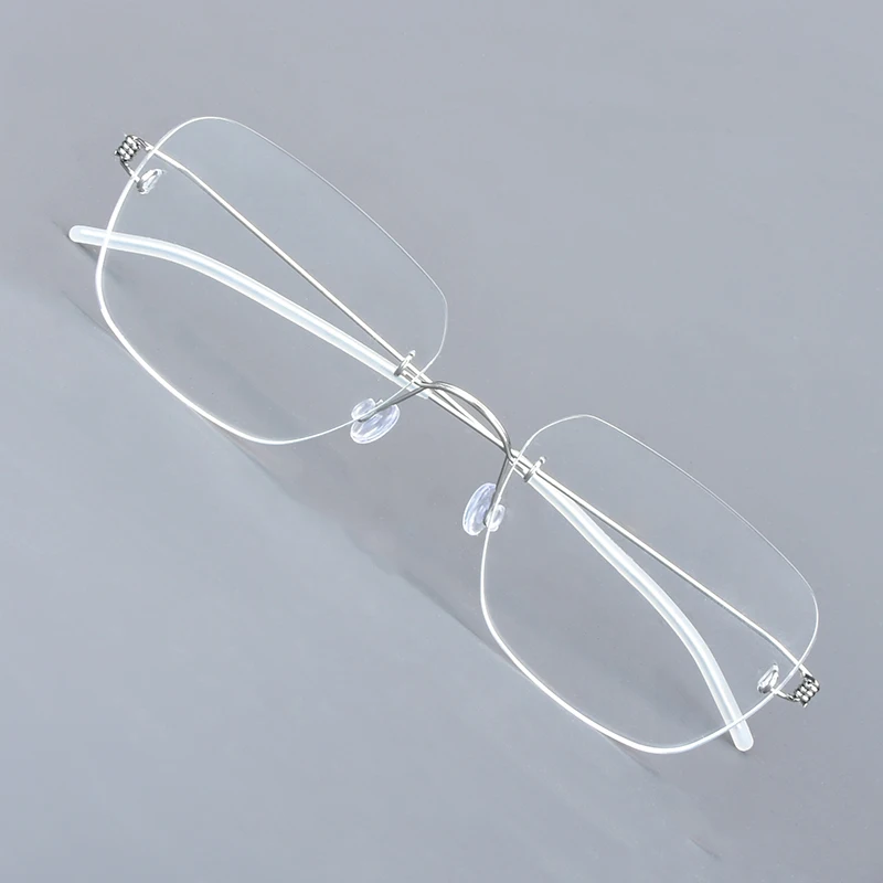 2025 Denmark Brand Rimless Square Glasses Frame Pure Titanium 2487 Fashion Ultralight Screwless Eyeglasses No Pressure Eyewear