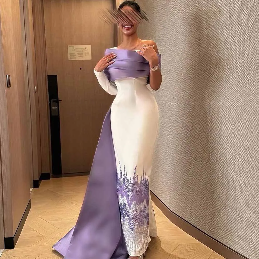 

Роскошные коктейльные платья 2025 Атласные платья-футляры/колонны Таро Фи и цвета слоновой кости с открытыми плечами и бусинами Драпированные платья для выпускного вечера