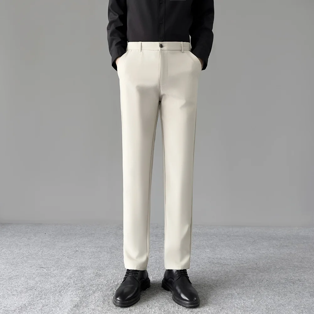 

Spring Summer Autumn Fashion Men's Ice Silk Solid Color Casual Business Simple Basic Trendy Daily Straight Suit Pants Clothes