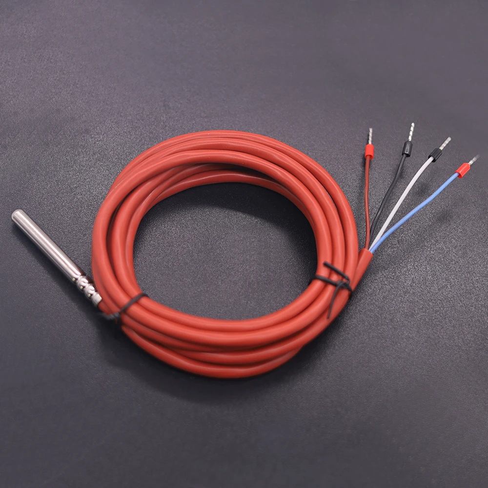 4-draads type PT100 thermokoppel waterdichte hoge temperatuur thermokoppel temperatuursensor met siliciumkabel
