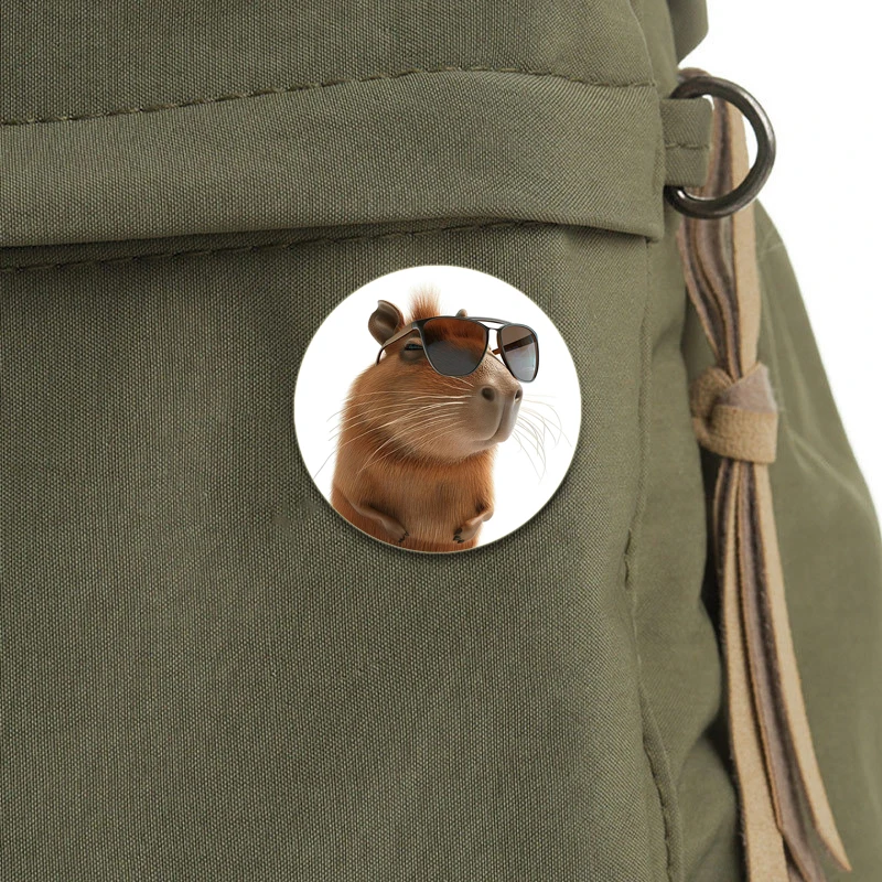 Cute Capybara Badge Funny Animals Brooches on Backpack Clothes Handmade Round Creative Enamel Pins for Jewelry Gift Accessory