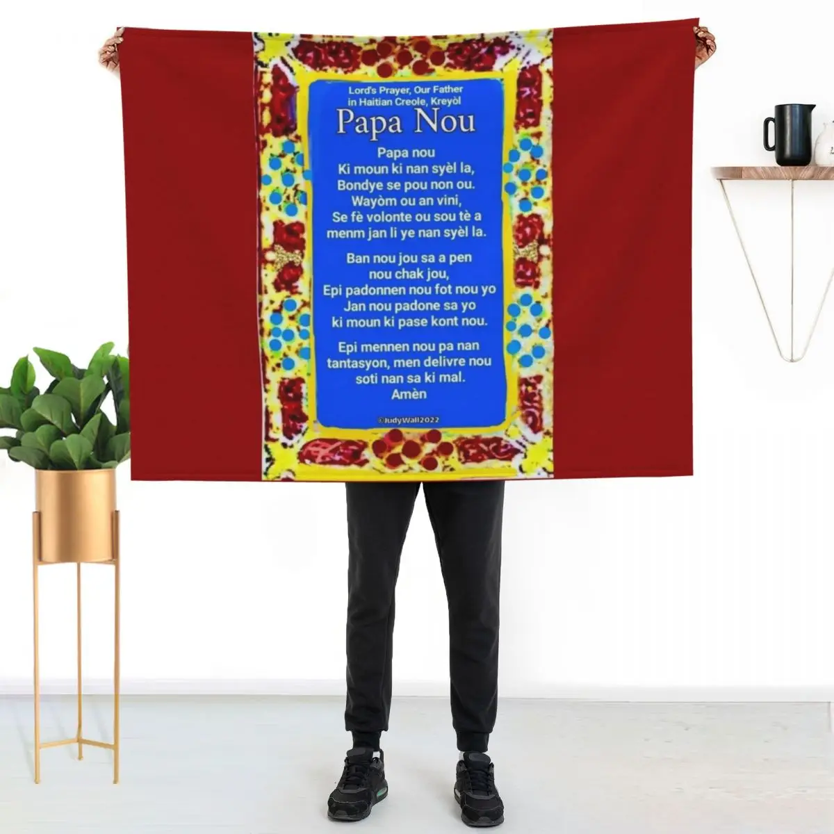 Haitian Creole, Lord's Prayer, Our Father, Papa Nou Throw Blanket Quilt Comforter Heavy Decorative Sofas Blankets