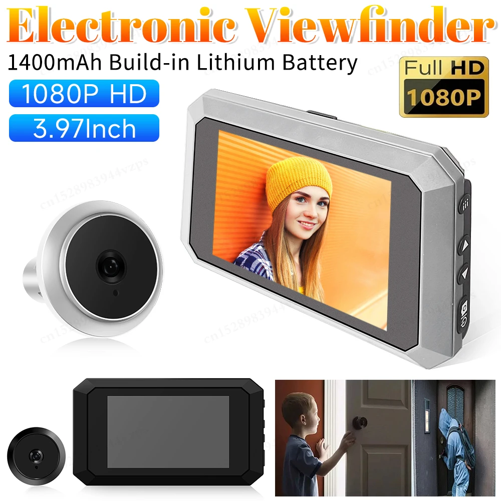 

1400mAh Hidden Digital Magic Eye Camera Electronic Viewfinder 3.97in Door Viewer Night Vision Doorbell Peephole 1080P HD Camera