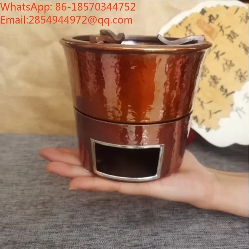 Handmade Pure Copper Small Stove Portable Tea Boiling Water Charcoal Stove Mini Outdoor Camping Heating