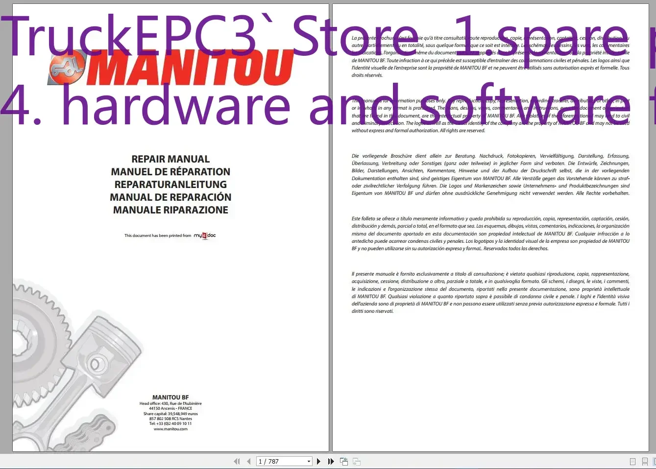 

TruckEPC3 Manitou PDF DVD 37,66 ГБ Обновленное обслуживание 2021, детали и руководство по эксплуатации