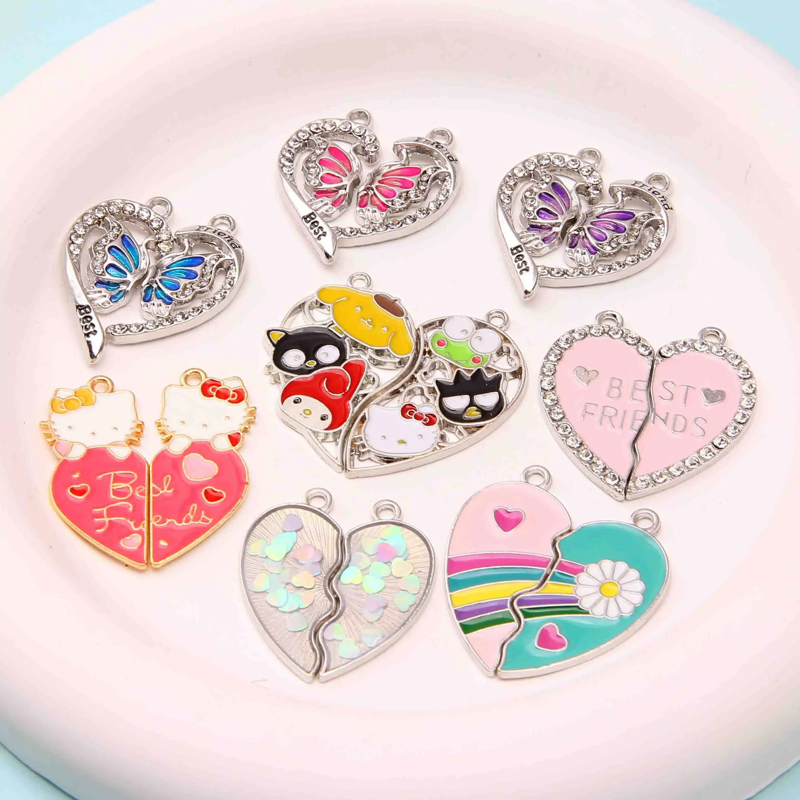 15sets BFF good friend love butterfly set pendant necklace earrings splicing accessories wholesale