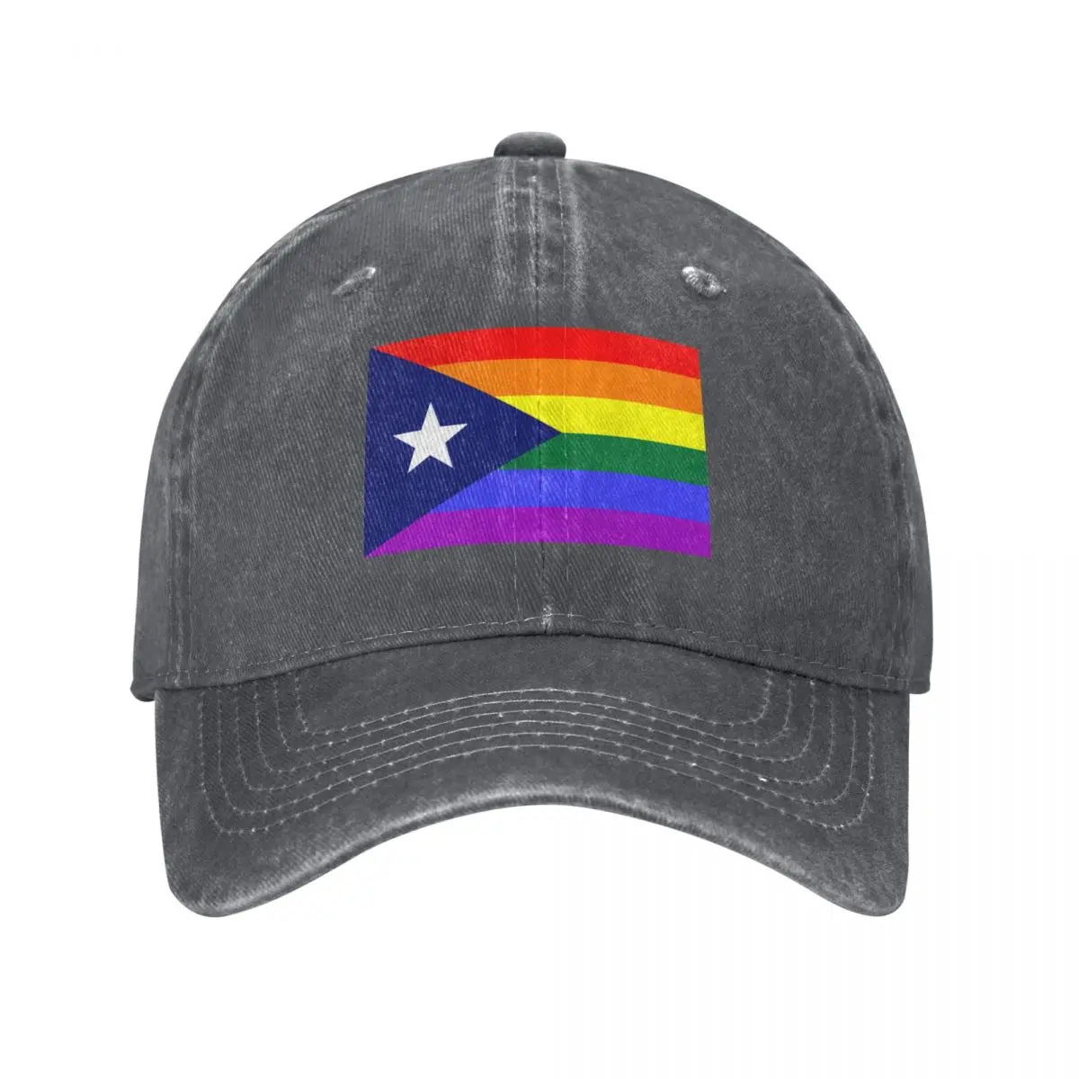 Puerto Rican Rainbow Pride Flag Baseball Cap Sunscreen derby hat Rave Anime Hats Woman Men's