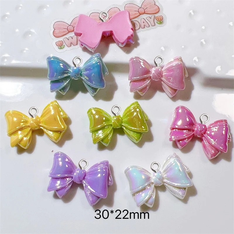 10Pcs Color Bow Tie Resin Charms Women Earrings Necklace Decor Pendant Keychain Brcaelet DIY Accessories Jewelry Making Supplies