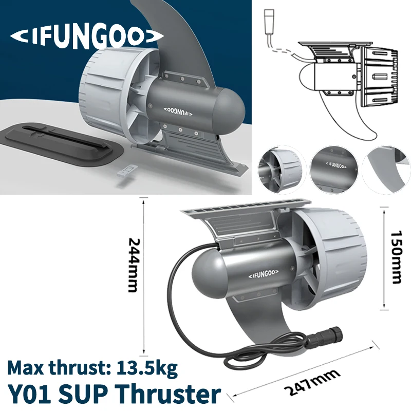 IFUNGOO Y Series Electric Fins 13.5kg High Thrust Anti-Corrosion For Inflatable Boat Paddleboard Underwater Electric Thruster