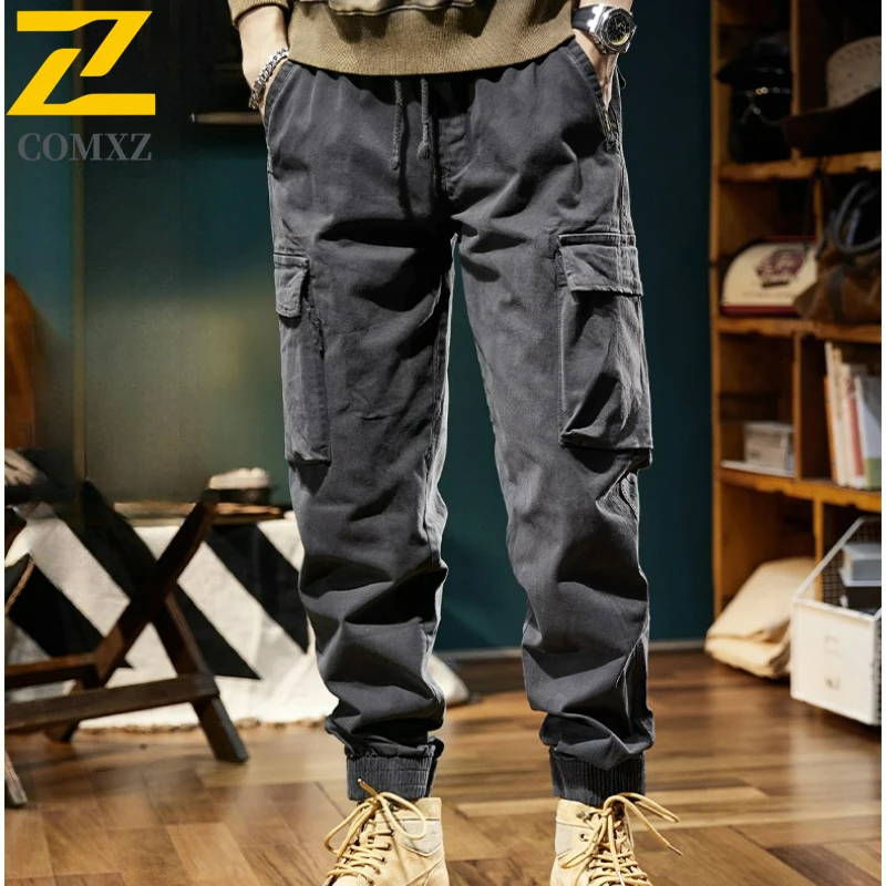 Moda calças de carga dos homens novo retro urbano funcional relaxado ajuste casual moletom acampamento ao ar livre respirável calças de declaração