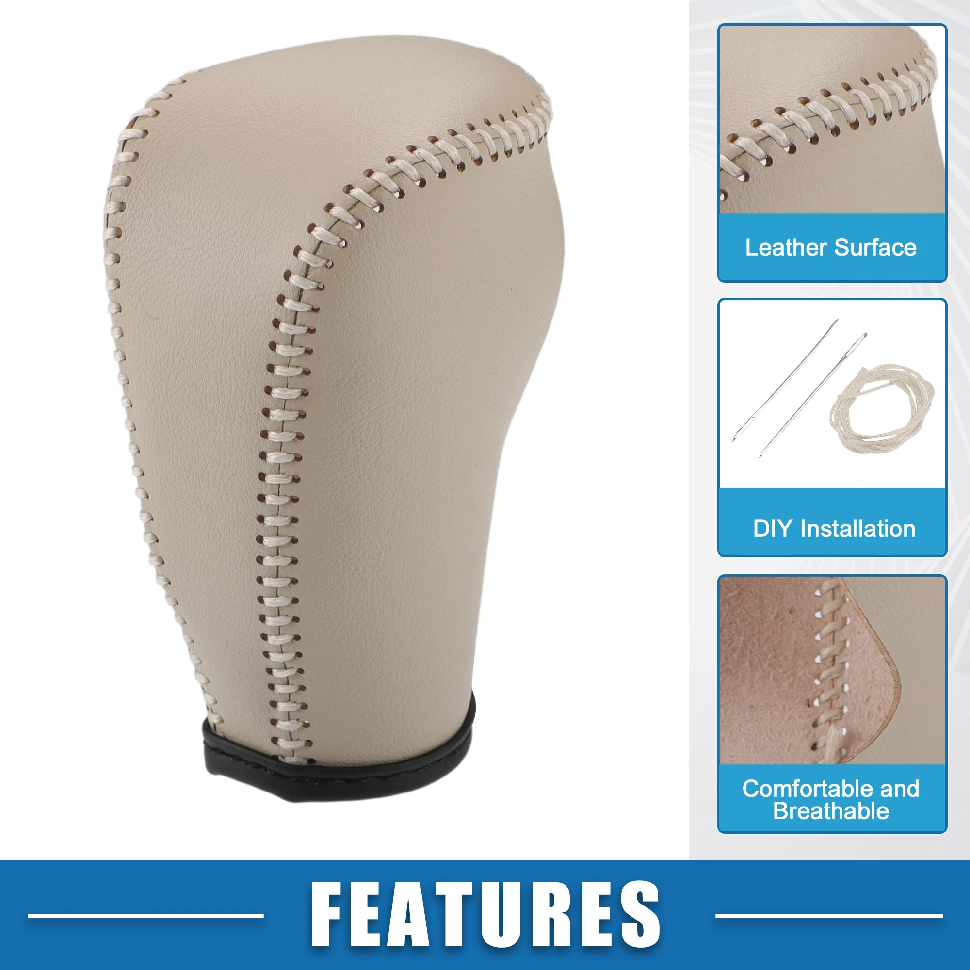 UXCELL Gear Shifting Knob Cover Automatic Transmission Lever Trim for Nissan Murano 2009-2013 Faux Leather Beige