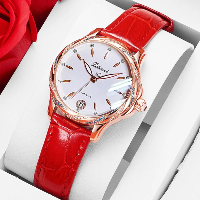 

Switzerland LOBINNI Luxury Brand MIYOTA Automatic Mechanical Sapphire Women's Watches Diamond Waterproof Leather Clock L2081-1