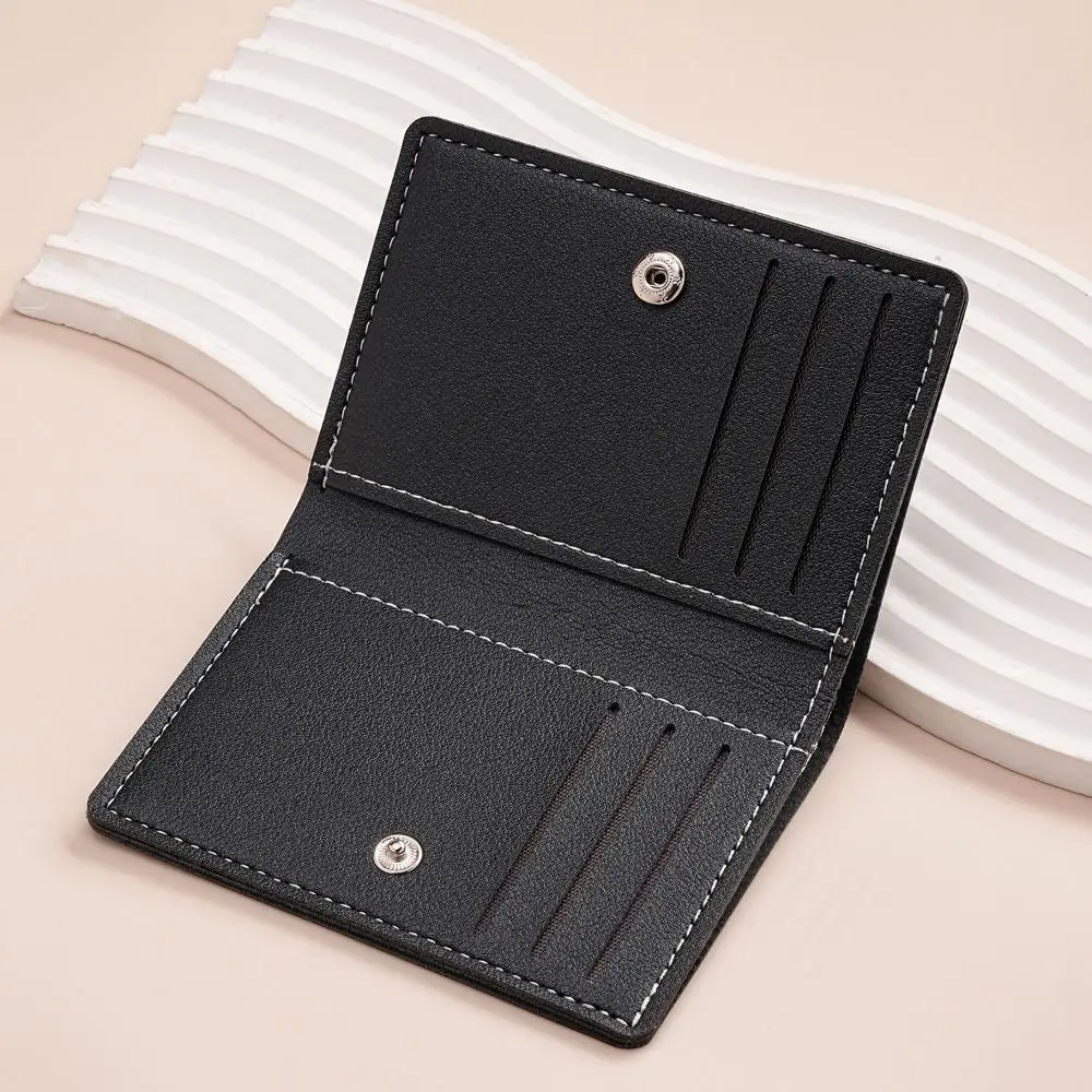 New PU Leather Short Wallet Foldable Multifunctional Slim Small Wallet Coin Purse Solid Color Card Bag Women Men Coin Wallet