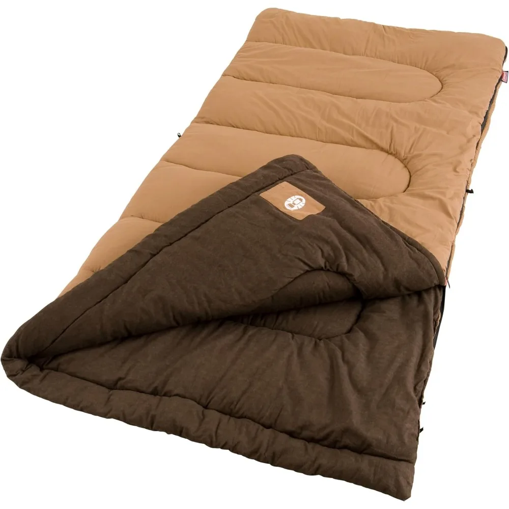 

20°F Big ‘n Tall Sleeping Bag, Cold-Weather Sleeping Bag Fits Adults up to 6ft 4in, Machine Washable, Flannel Liner