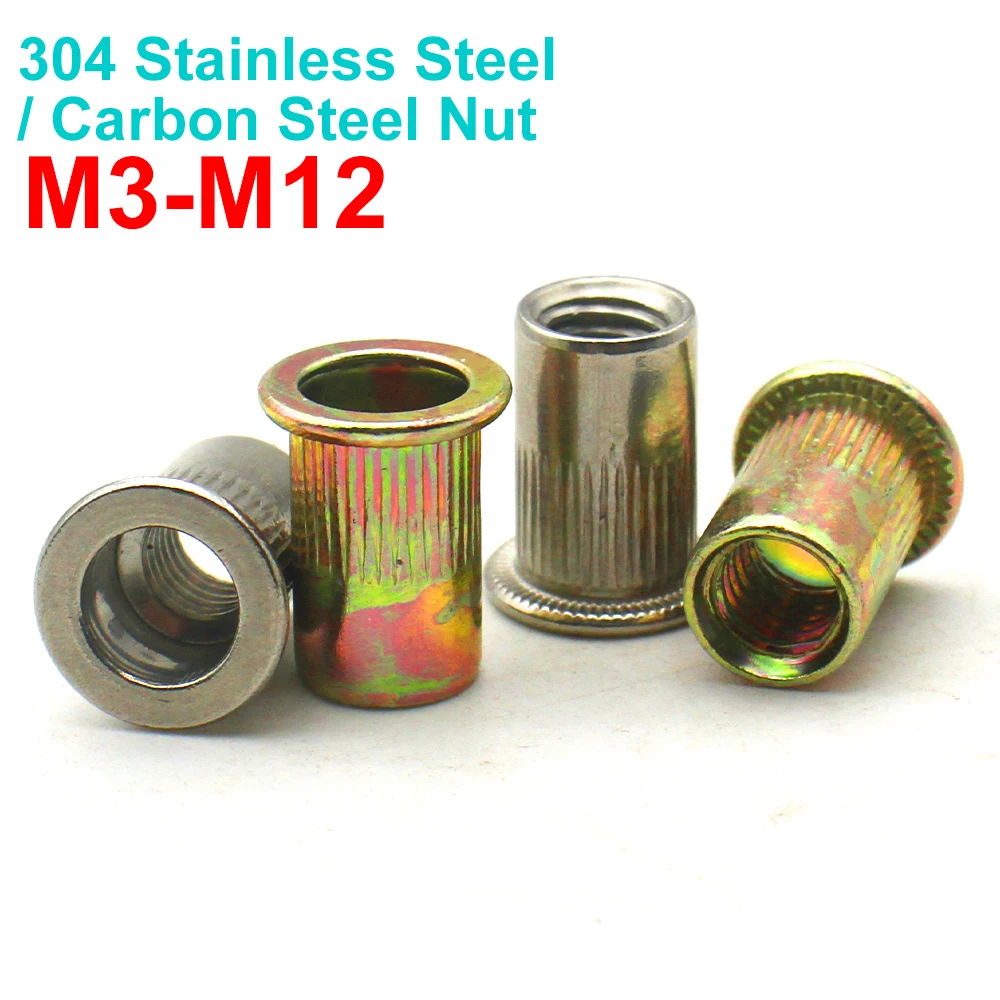 

2/5/10/30pcs M3 M4 M5 M6 M8 M10 M12 304 Stainless Steel /Yellow Zinc Plated Carbon Steel Blind Rivet Nut Rivnut Threaded Inserts