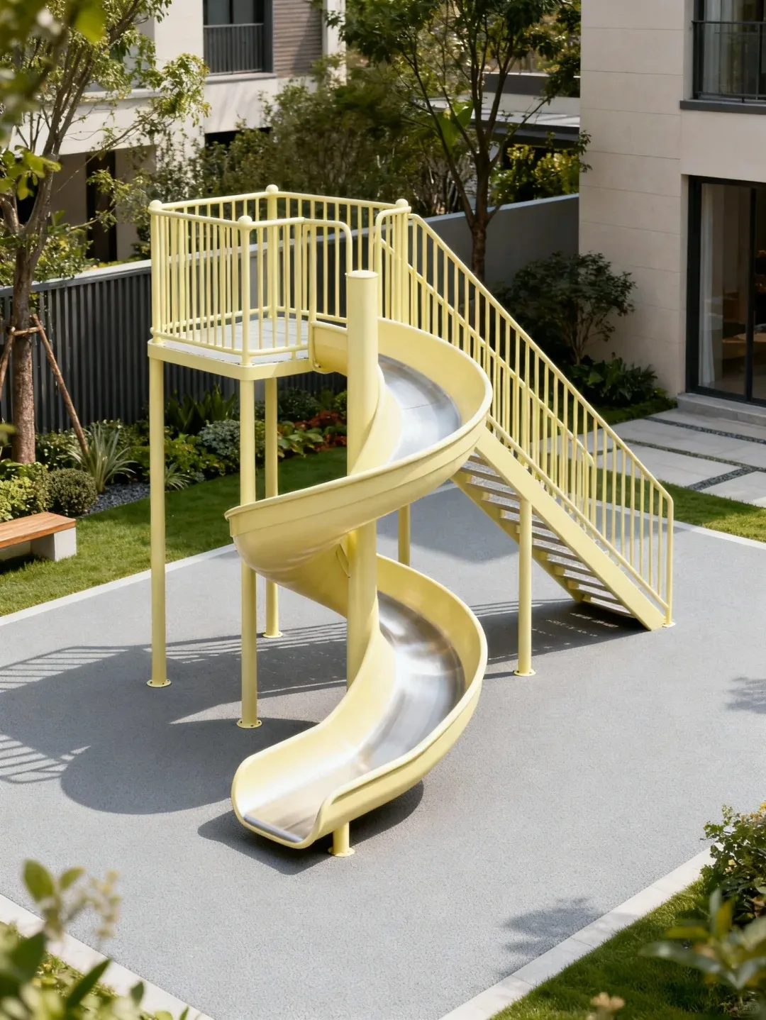 Estructura de Juego de Acero Inoxidable para Exteriores ty-SK02 con Redes de Escalada y Toboganes para Jardín, Casa y Parques de Diversiones*