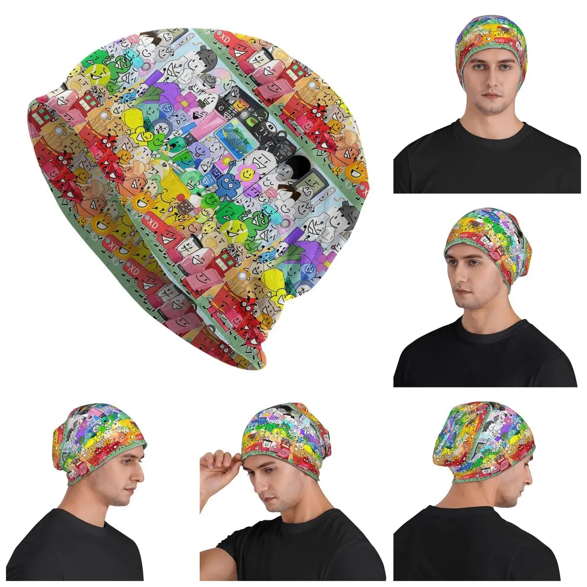 BFDI Group Picture Skullies Beanies Hats Warm Autumn Winter Outdoor Cap Knitted Bonnet Caps for Men Women Adult
