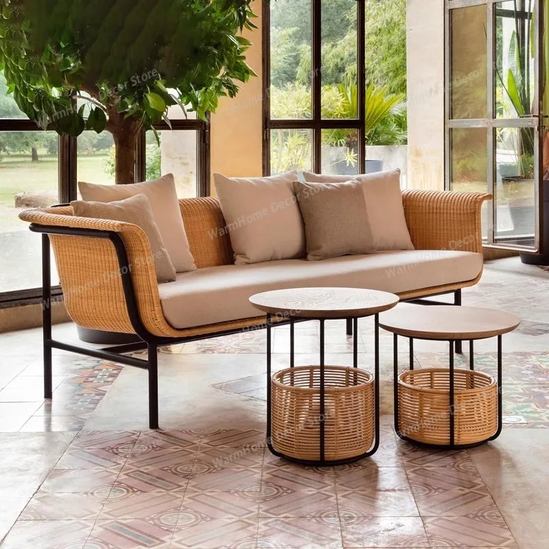 

Luxury Leisure Outdoor Sofas Balcony Nordic Relax Living Room Garden Sofas Advanced Homestay Furniture Gartenstuhl Lshysf