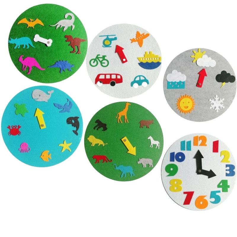 Kids educational toys,Early Educational Felt Weather,Clock,dinosaur,vehicle,animals Chart Toys,Montessori toys