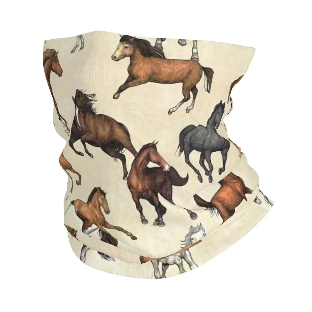 Lenço de rosto impresso para homens e mulheres, polainas de pescoço, bandana quente para caminhadas e pesca, padrão de cavalo do sol, inverno