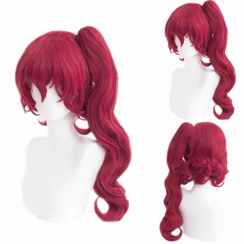 Teruko Okura Parrucca Cosplay Anime Bungo Bungou Stray Dogs Stagione 4 Vino Rosso Clip su Coda di Cavallo Costume di Halloween Gioco di Ruolo Capelli