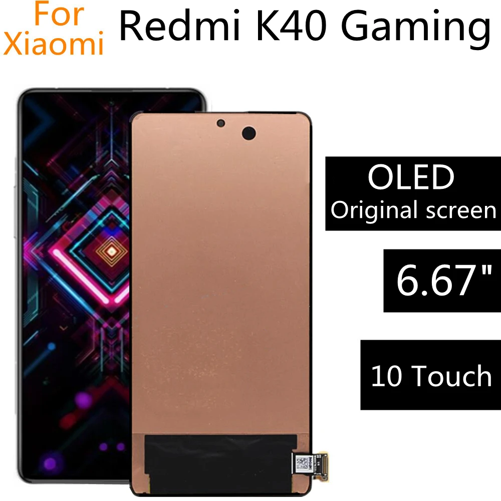 

6.67 Original OLED For Xiaomi Redmi K40 Gaming LCD Display Touch Screen Support fingerprint Digitizer Assembly