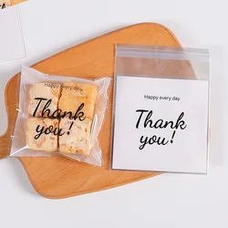 100Pcs Plastic Bags Thank you Cookie&Candy Bag Self-Adhesive For Wedding Birthday Party Gift Bag Biscuit Baking Packaging Bag