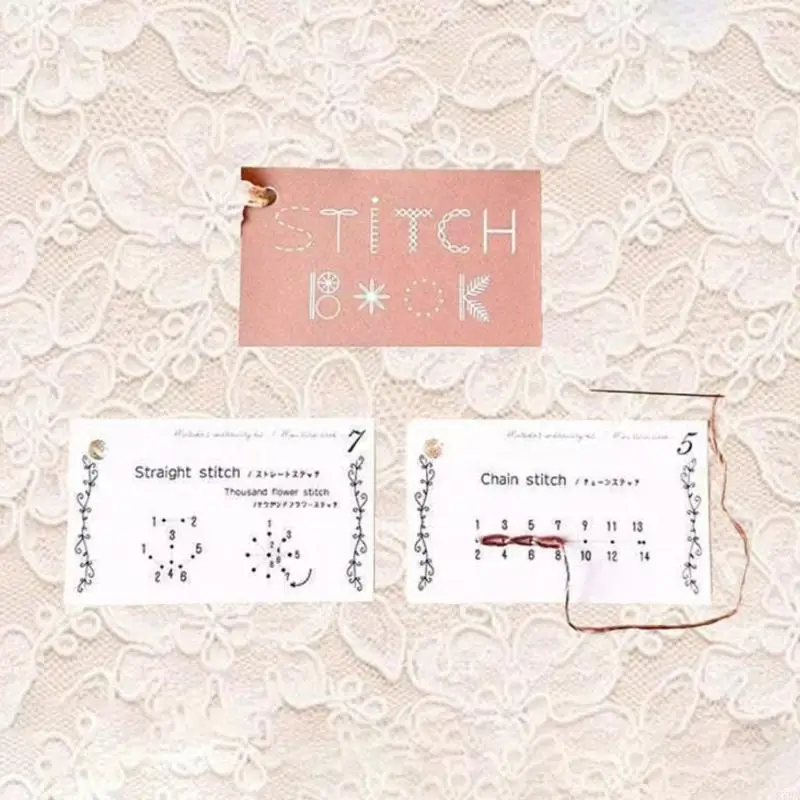 Embroidery Manual Beginner Handbook With Step By Step Visual Tutorial Portable Sewing Guidebook for Stitching Practice 87HA