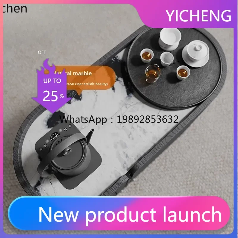 

A3-6 new high-end mobile balcony household small tea table marble boiling water integrated solid wood modern coffee table