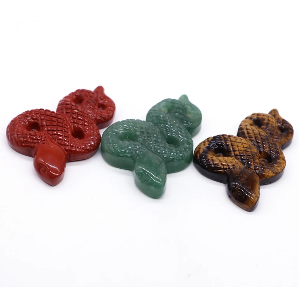 

2 "Snake Statue Hand Carved Healing Animal Figurine Natural Stone Crystals Reiki Gemstone Wicca Crafts Gem Home Decoration Gift