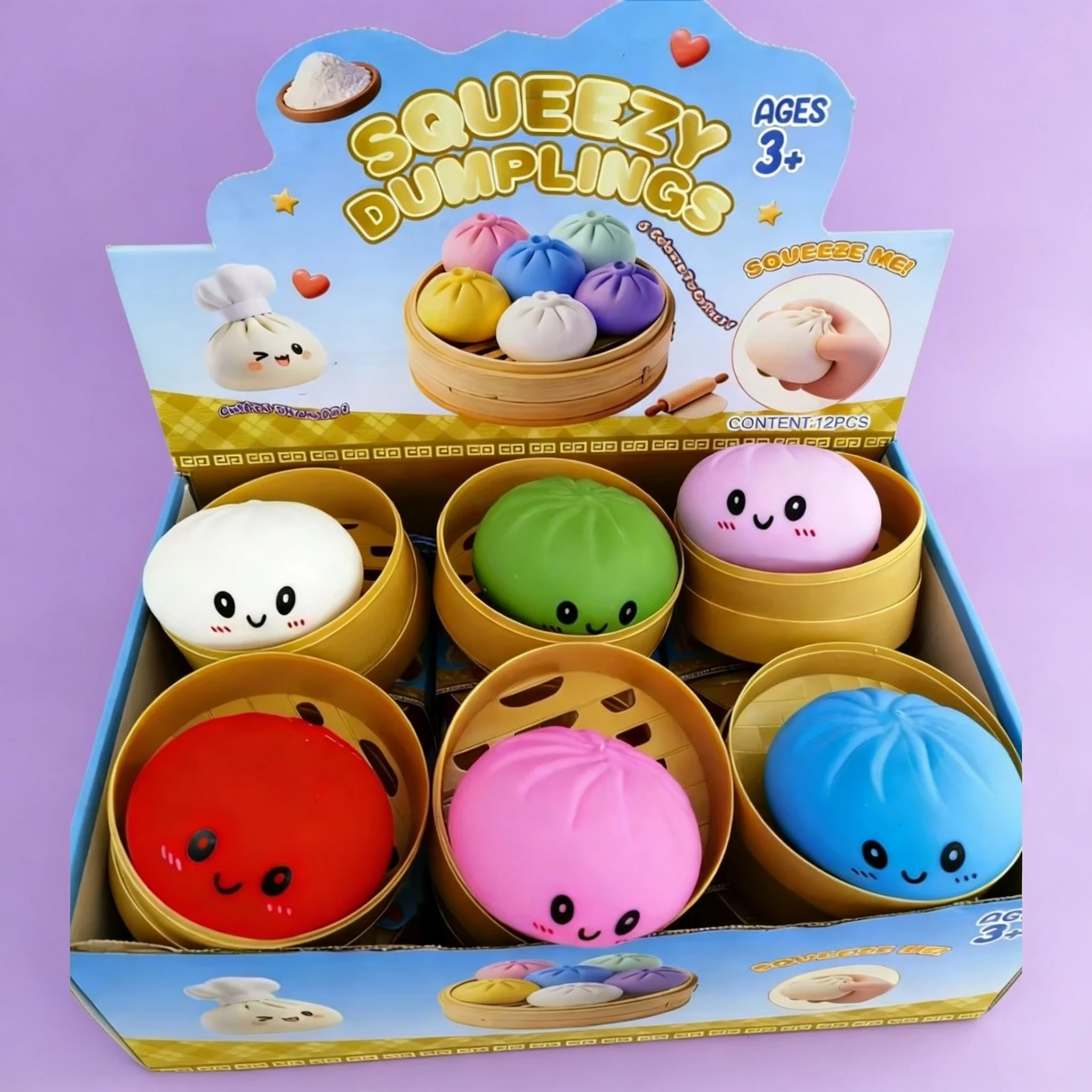 Rainbow Dumpling Squishy Blind Box Steamer Set Slow Resilience Pinch Le Fidget Toy Anxiety Relief Gift