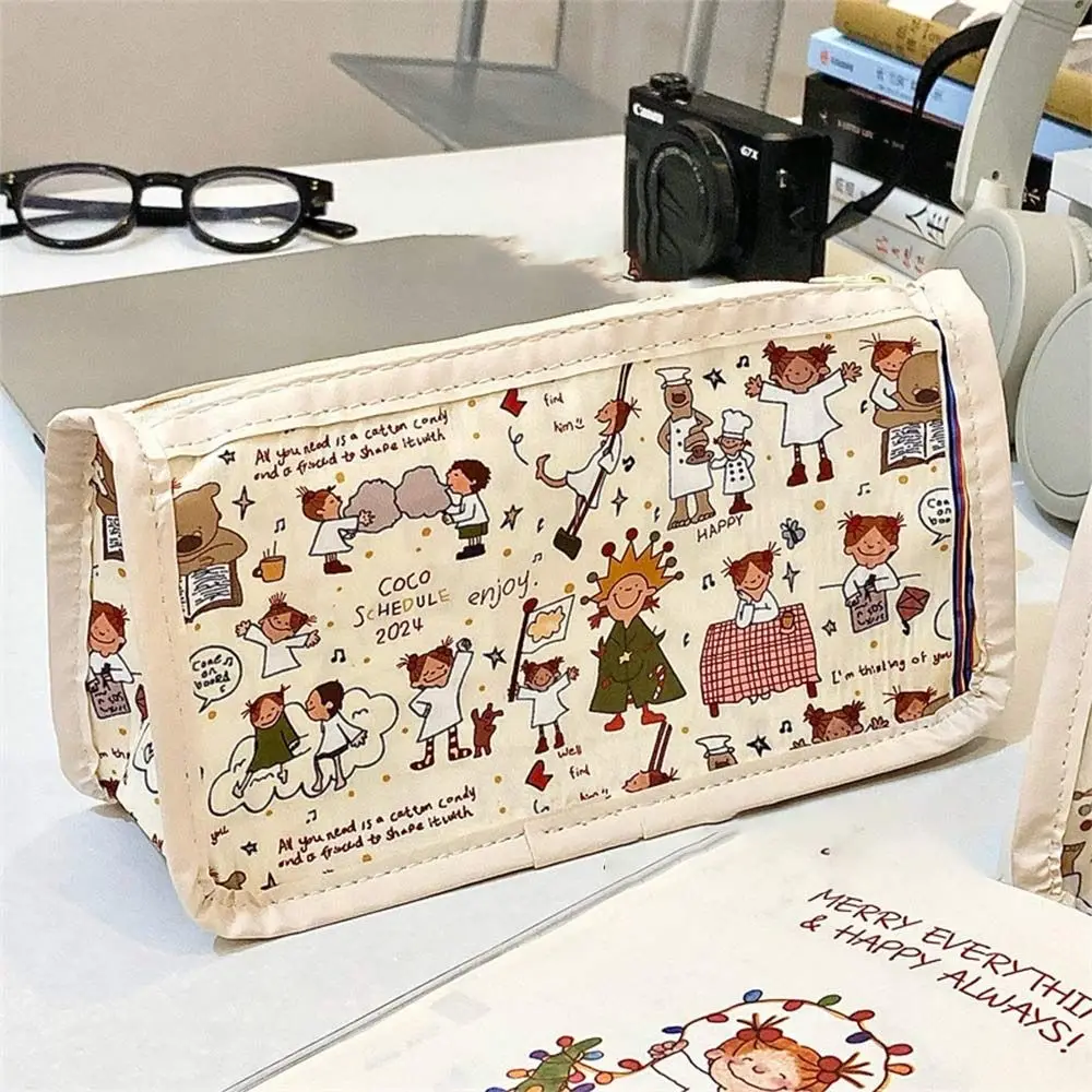 Große Kapazität Stift Tasche Cartoon stabile Dreieck Basis transparente Stift Box niedlichen Mädchen Muster Aufbewahrung tasche Schul büro