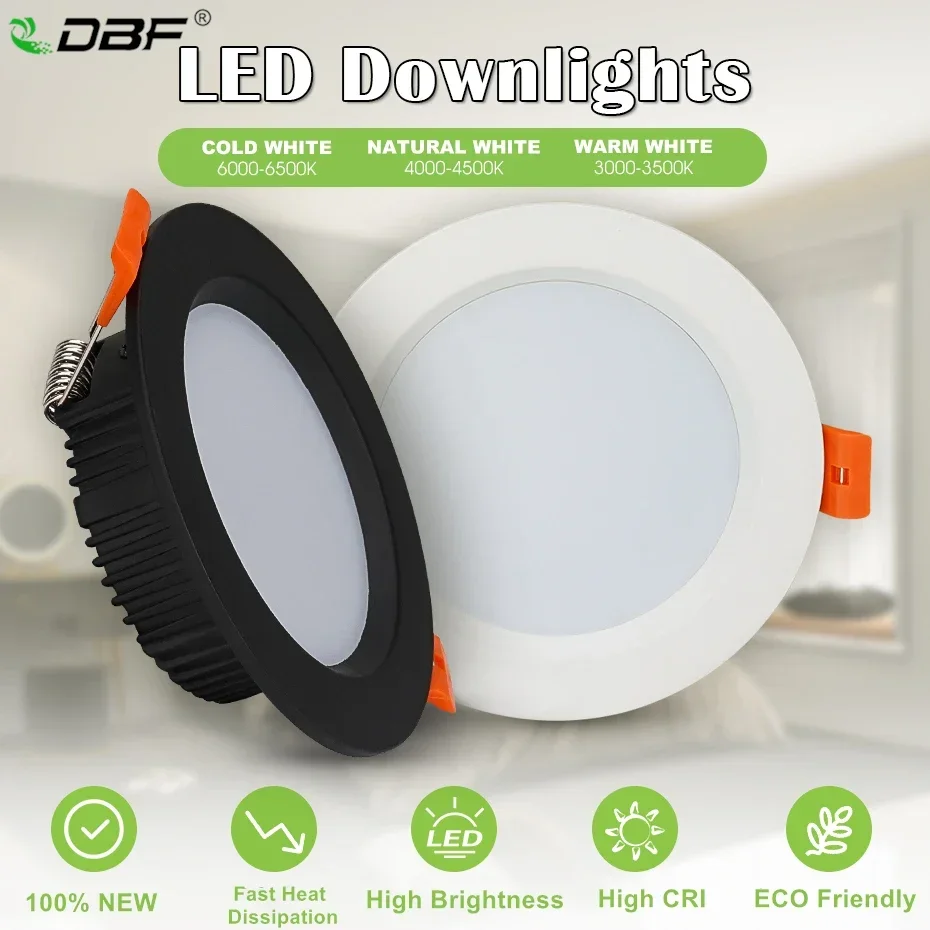 

[DBF]Круглые светодиодные встраиваемые светильники Smart IC Driver 3W 5W 7W 9W 12W 15W 18W AC220V Светодиодный потолочный точечный светильник Спальня Внутреннее освещение