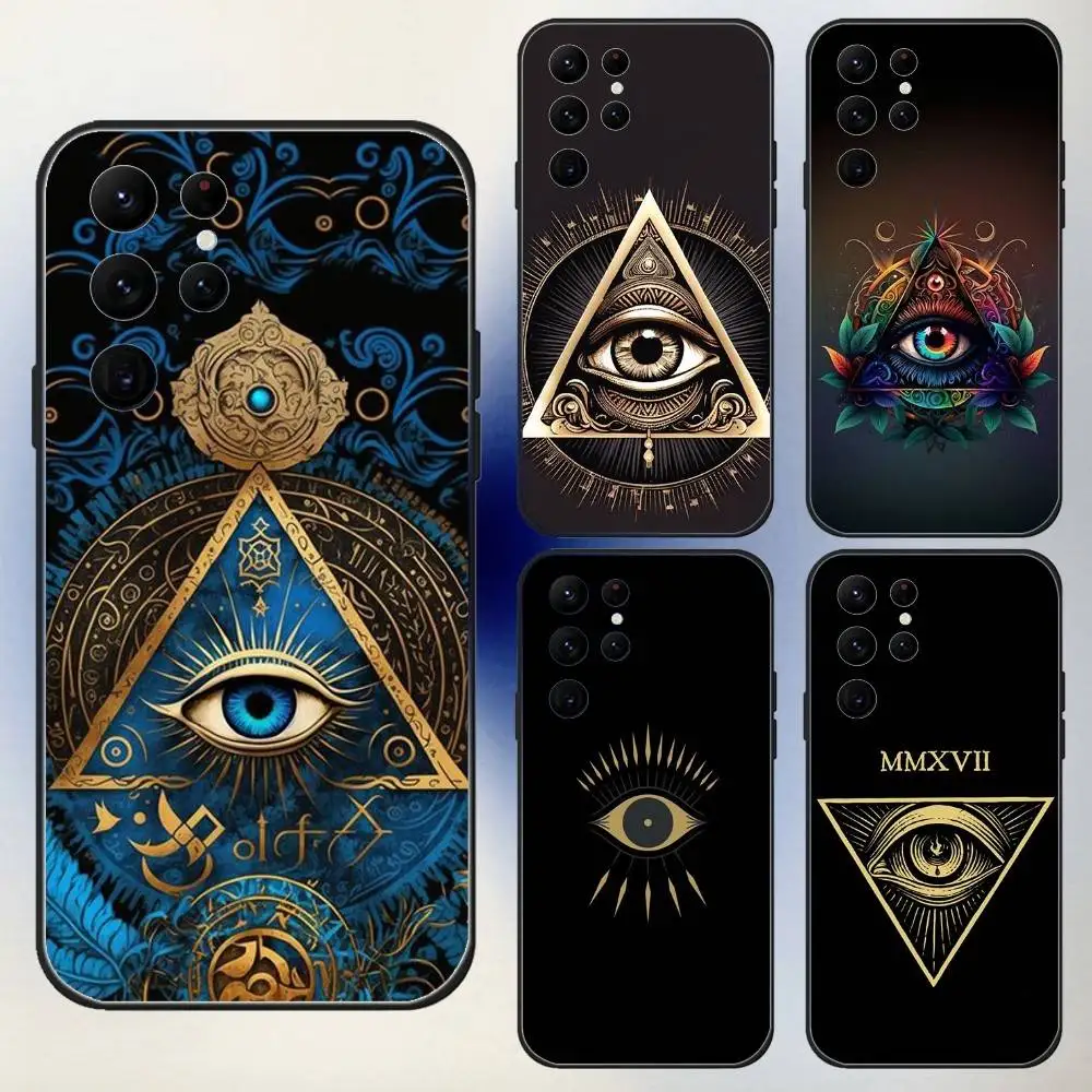 

Pyramid Eye Symbol Phone Case For Samsung S25,24,23,30,21,10,9,Ultra,Plus,Lite,FE,5G Black Soft Case