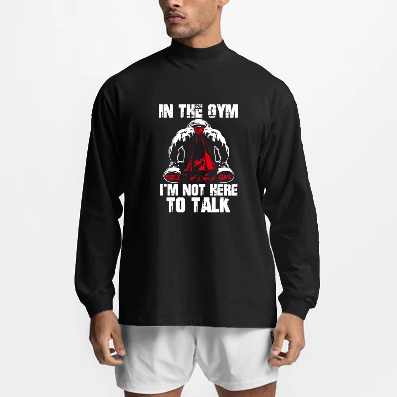 

Мужские повседневные футболки оверсайз с длинным рукавом, с высоким воротником, со спущенным плечом, свободные спортивные рубашки для зала и фитнеса, осенняя хлопковая одежда