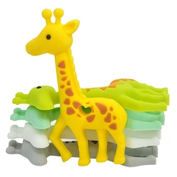 New Cartoon Giraffe Silicone Teether Animal Chewing Pandent Accessories DIY Baby Jewelry Pacifier Clip For Jewelry Making