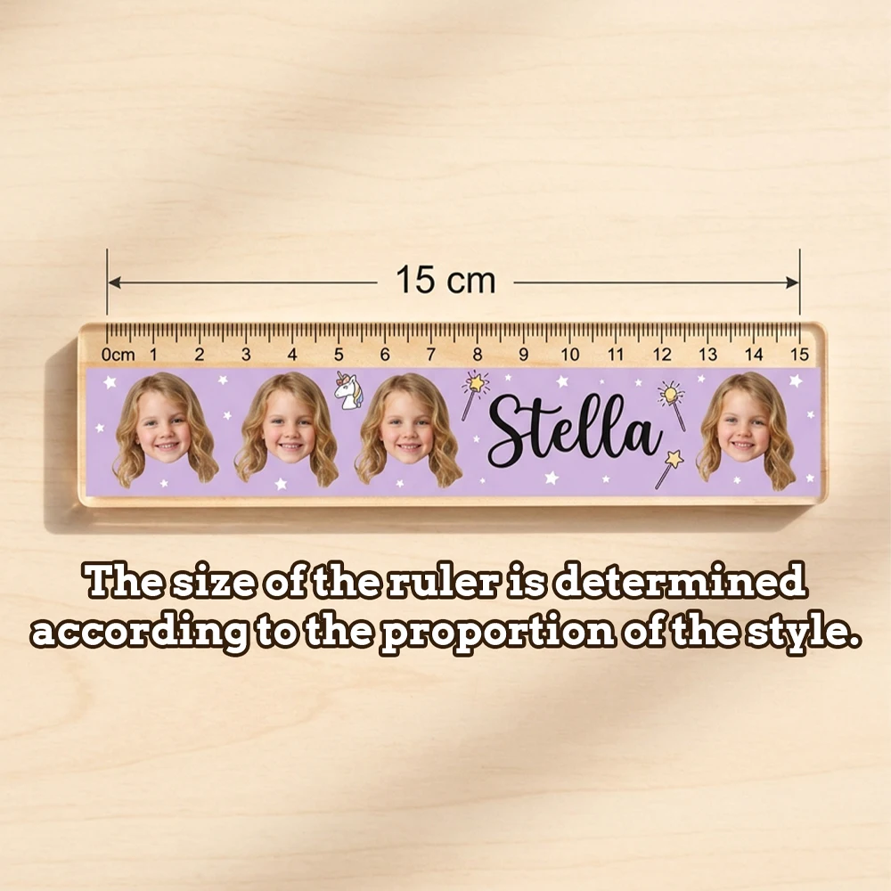 Custom Photo & Name Straight Acrylic Ruler,Personalized Measuring Stationery,Back‑to‑School Gift,Classroom Drafting,Learning Use