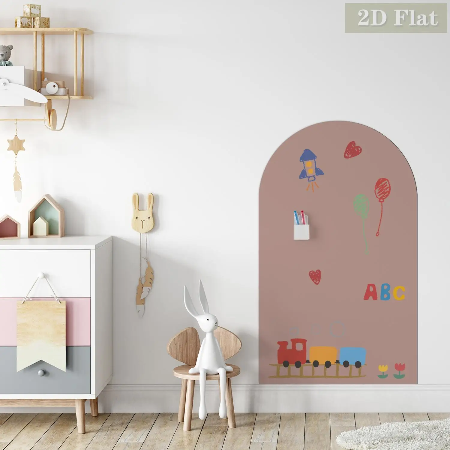 1pcs  Pink Arched Decorative Magnetic Whiteboard Wall Sticker Self-Adhesive, Reusable, Simple Curved Semi-Circular Pattern