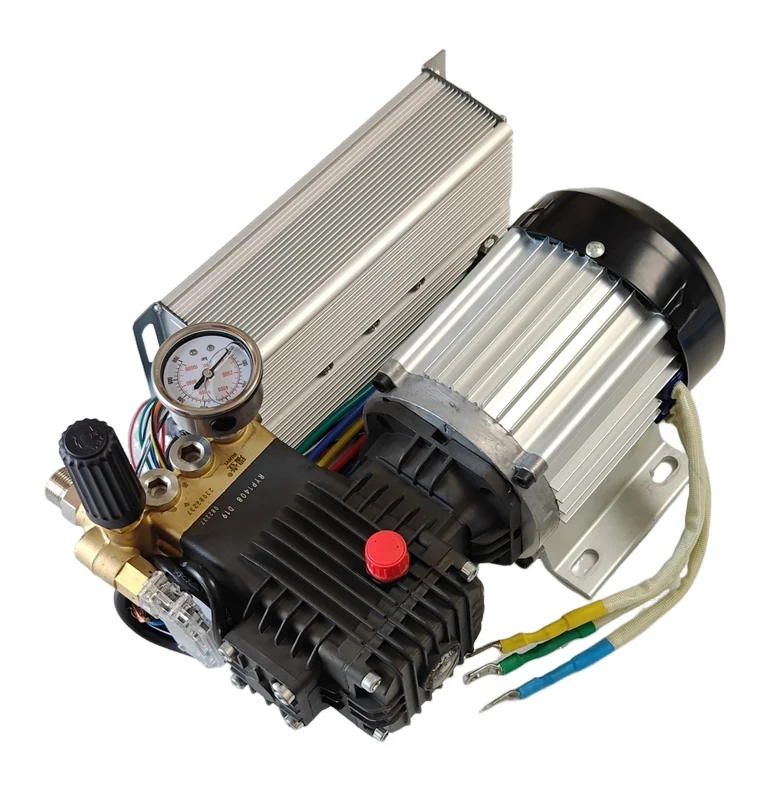 1408 Brass Triplex Plunger Pump 40-100bar 1-8LPM Piston Pump Motor unit 12V DC 24V 1500W for Fog Machine Misting Humidifier view 4