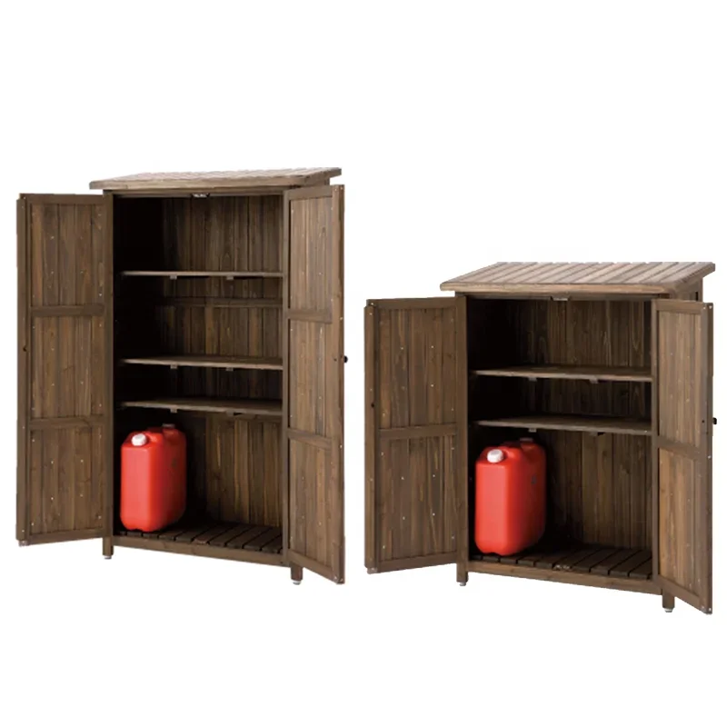 2026 Hot sale waterproof wooden small outdoor backyard patio garden tool sheds house storage shed wood cabinet