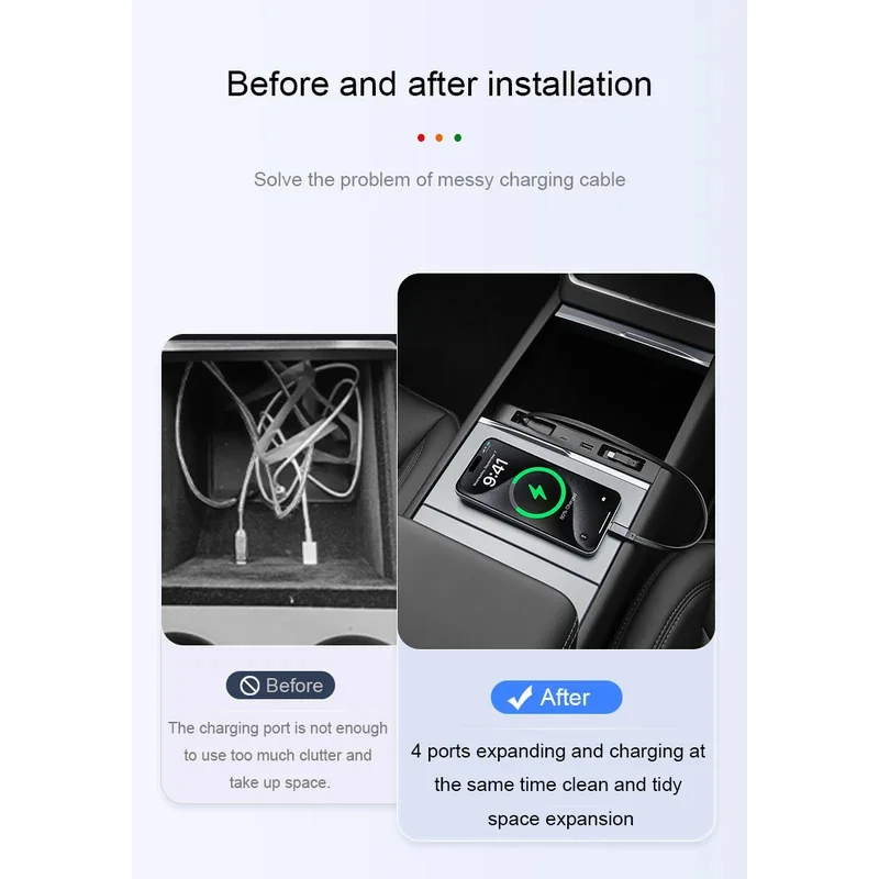 Per Tesla Model Y Juniper 2025 Caricatore rapido USB Shunt HUB Docking station intelligente Modello 3 Splitter alimentato affondato delle Highland